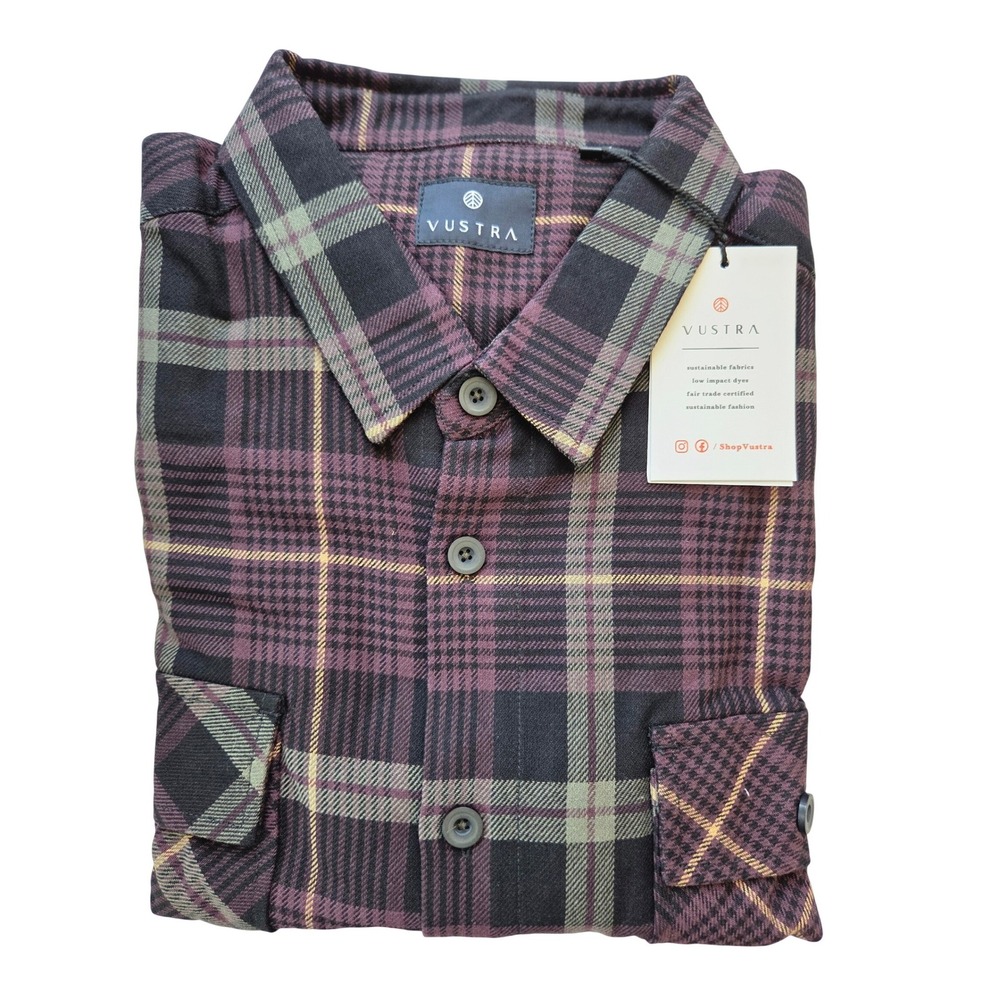 Vustra Crimson Checkered Shacket FW23-OS-015 Mens‎ 3XL Maroon Black NWT